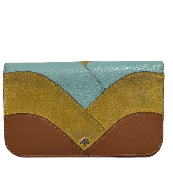 Kate spade green brown Nadine clutch wallet leather & suede - Picture 1 of 9